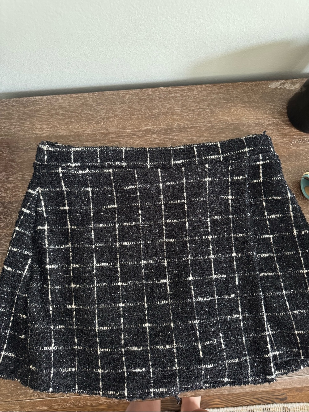 Black and White Tweed Mini Skort
